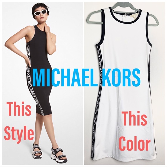 Michael Kors Dresses & Skirts - Ultra Rare! Michael Kors Women's MKGO Logo-Tape Dress White with Zip